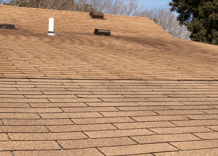 photo of pitched roof with 3 tab singles